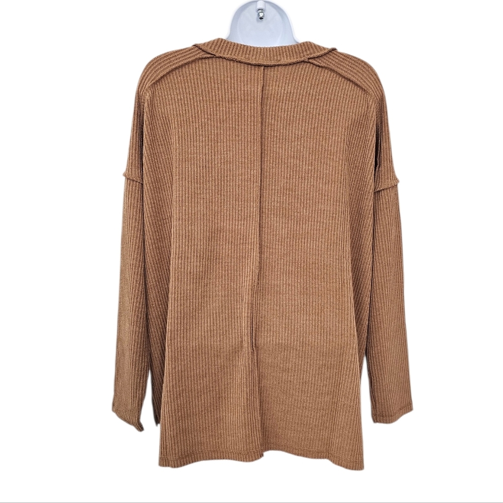 New Zenana Top Womens Size S M L XL Tan Ribbed - Picture 2 of 2